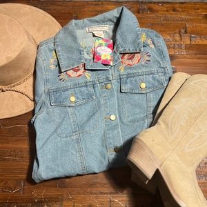 Floral Embroidered Denim Jacket